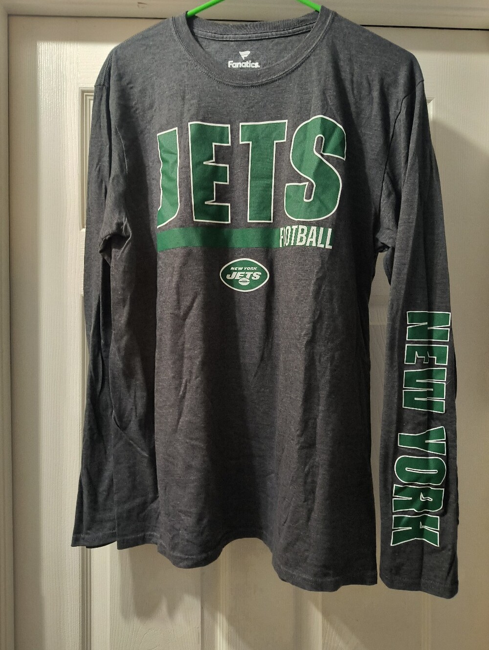 Fanatics New York Jets Charcoal & Green Long Sleeve Tee sz Large
